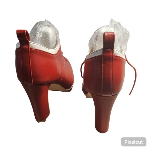 New Faux Leather Platform lace up chunky heel ankle boot Size 10 - Picture 3 of 9